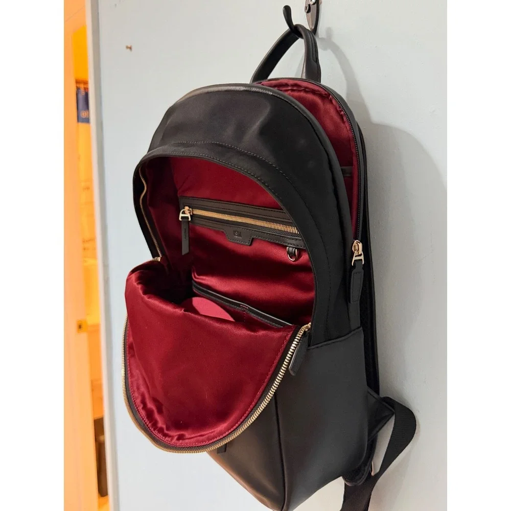 ISM The Backpack Black Nylon Leather Gold Hardware Laptop Commuter Bag